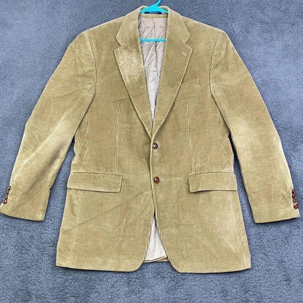 Chaps Ralph Lauren Corduroy Blazer Suit Jacket Sport Coat Mens 40 T Cotton